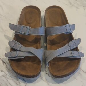 Falls Creek Demin Blue Double Strap Sandals